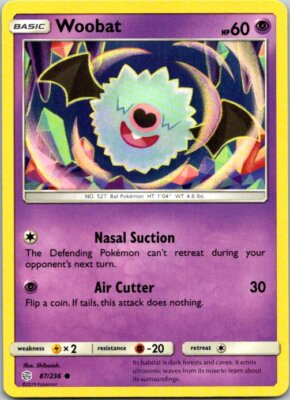 Woobat 87/236 Common Pokemon Sun & Moon Cosmic Eclipse Mint