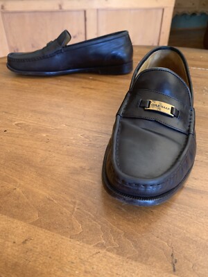 Cole Haan Black Leather Slip-On Loafers with Gold Hardware Womens 8.5 M 1990 Cole Haan Black Leather slip on driving  main image 2