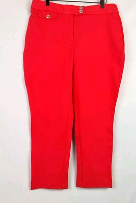 NWT NEW YORK & COMPANY Womens Crop O Capri Pant Size-Large Color-Red Orange 