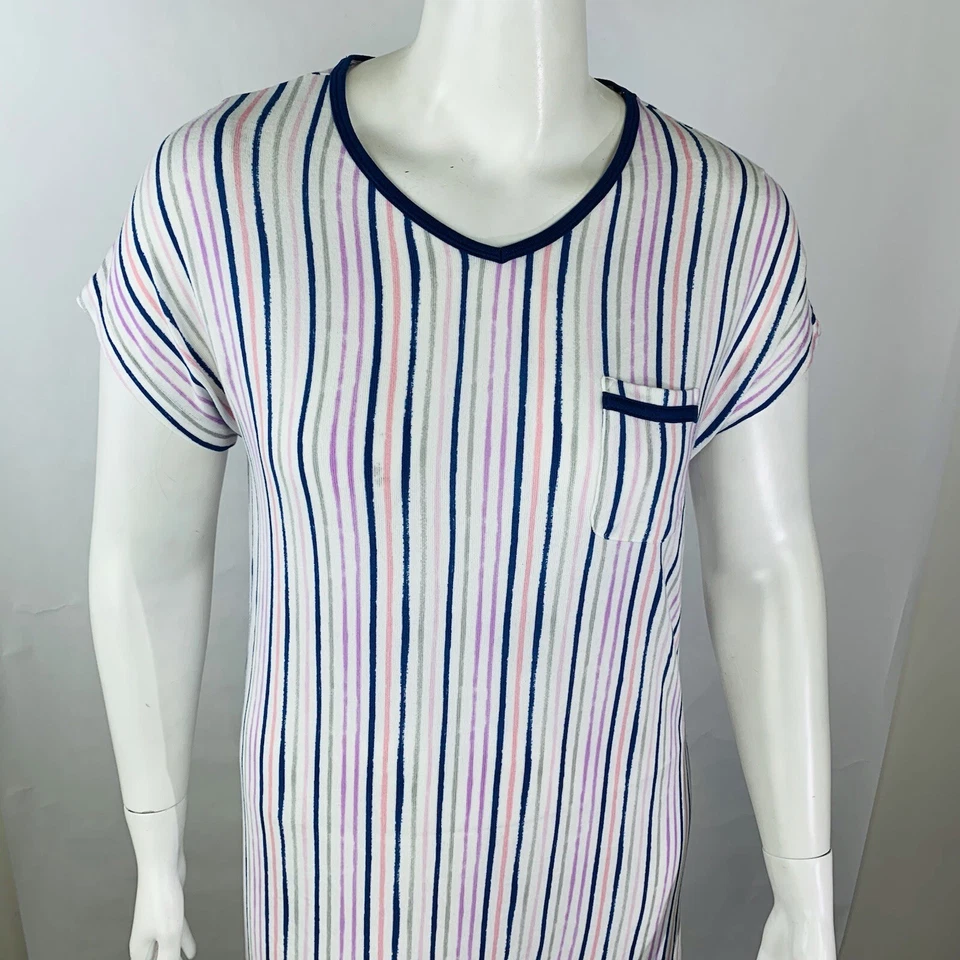 Nuevo Camisón Hanes Mujer Pequeño Cómodo Dormir Super Suave Rayas Camisa para Dormir Nuevo con Etiquetas Foto 4 de 4