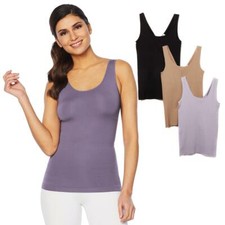 Yummie 3-pack Seamless 2-Way Shaping Tank, Black/Almond/Thistle, 1X/2X 630824