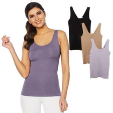 Yummie 3-pack Seamless 2-Way Shaping Tank, Black/Almond/Thistle, 1X/2X (630824)