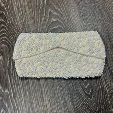 Vintage White Beaded Evening Clutch