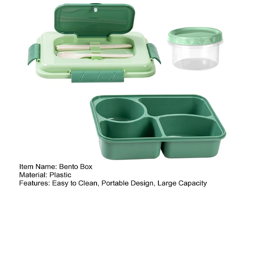 Portable Bento Box with 4/5 Grids and Separate Soup Container for School Students