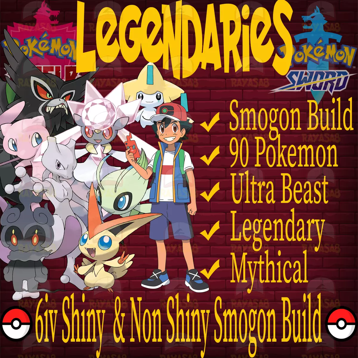 🌟Legendary 6iv 90 Pokemon Smogon + Free Master Balls Sword and