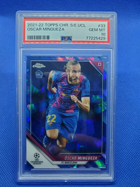2021 Topps Chrome OSCAR MINGUEZA Rookie SAPPHIRE PSA 10 card FC Barcelona Soccer