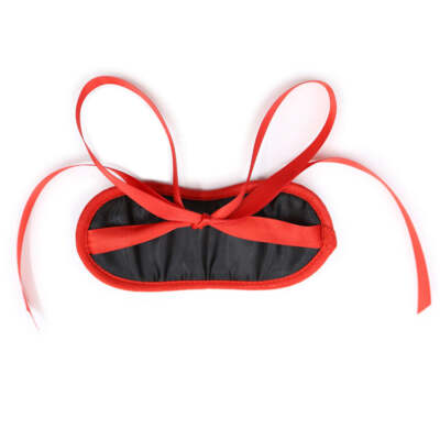 Silky Red and Black Ribbon Tie Eye Mask - Satin Feel Couples Blindfold