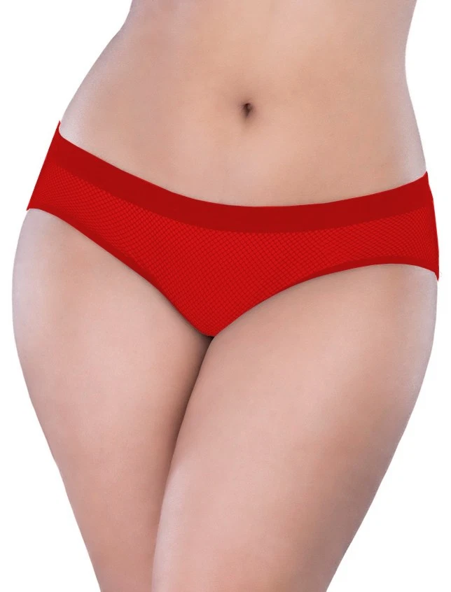 SeXy Damen Netz Slip Offen Rot Popo Panty Reizwäsche mit Schleifchen Strass S/XL - Bild 2 von 3