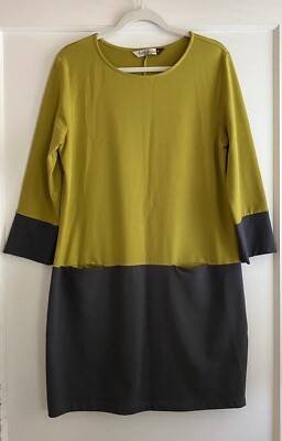 Chalet Et Ceci USA Colorblock Mustard Gray Shirt Dress Size M