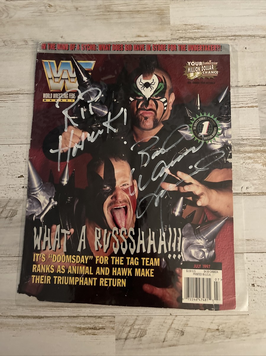 Road Warrior Animal Joe Laurinaitis Autograph Signed Magazine