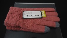NWT Knit Gloves Index Thumb Texting Finger Pink About 7 1/2" P12