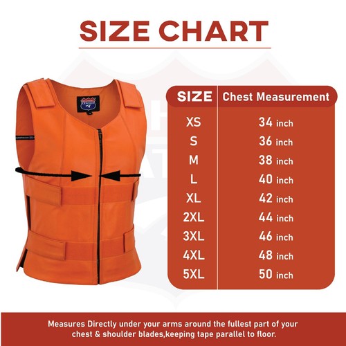 Women Orange Bullet Proof style Leather Motorcycle Vest biker Club Tactical Vest - Picture 2 of 9