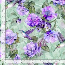 Hummingbird Hummingbirds Flowers Sage 3500 Timeless Durable Cotton Fabric