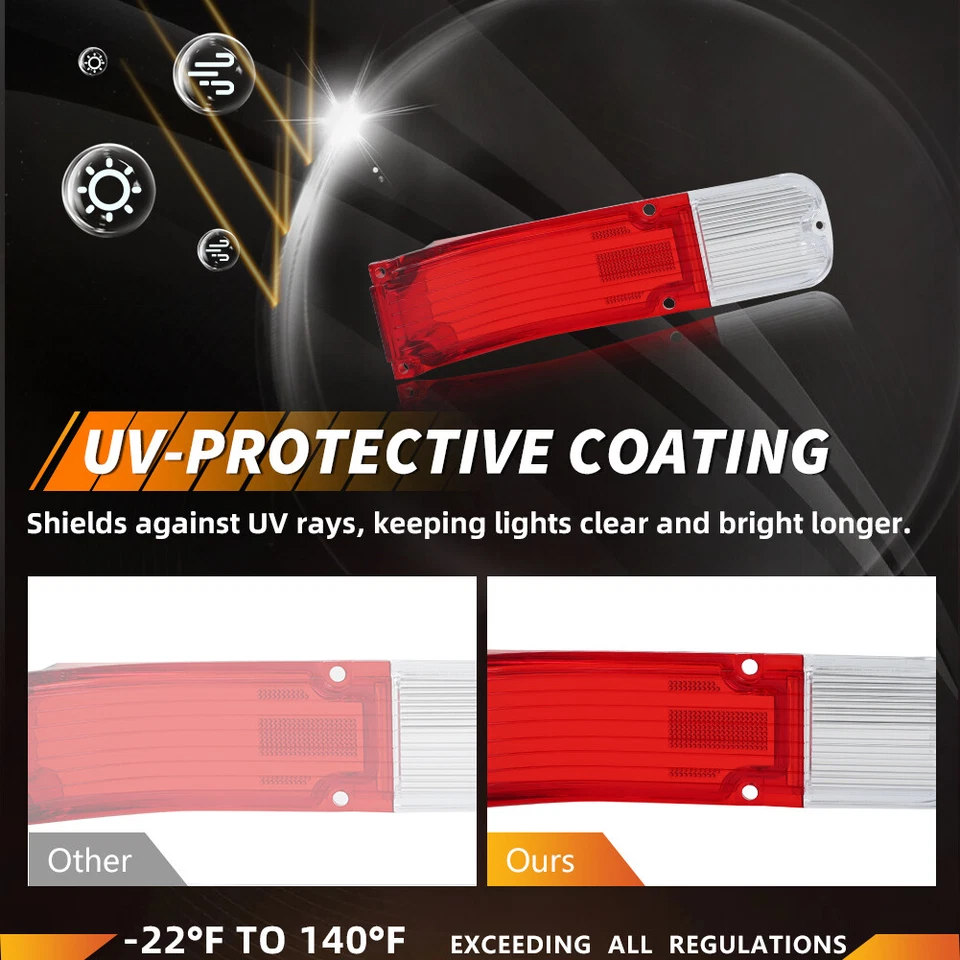 2X Red & ClearTail Light Lens Backup Lamp Lens For 1966 Chevy Chevelle & Malibu - Image 2 of 4