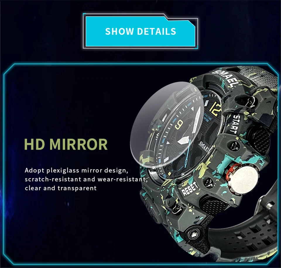 SMAEL Hombres Relojes Militares Ejército Digital Reloj Pulsera LED Goma Reloj Antigolpes  Foto 4 de 4
