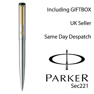 Original Parker Vector EDELSTAHL GT Kugelschreiber - GOLD CLIP