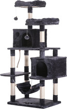 Large Multi-Level Cat Tree with Plush Condos Scratching Posts - Smoky Gray