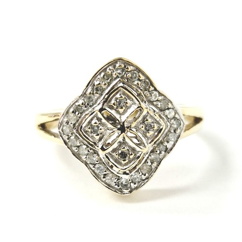 9ct Gold Diamond Ring Size J Ladies Cluster Style 0.25ct approx Yellow 3g - Picture 10 of 16