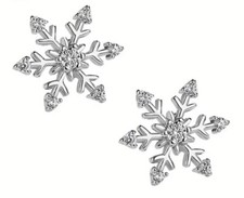 925 Sterling Silver stud earrings snowflake with Cubic Zirconia Accents