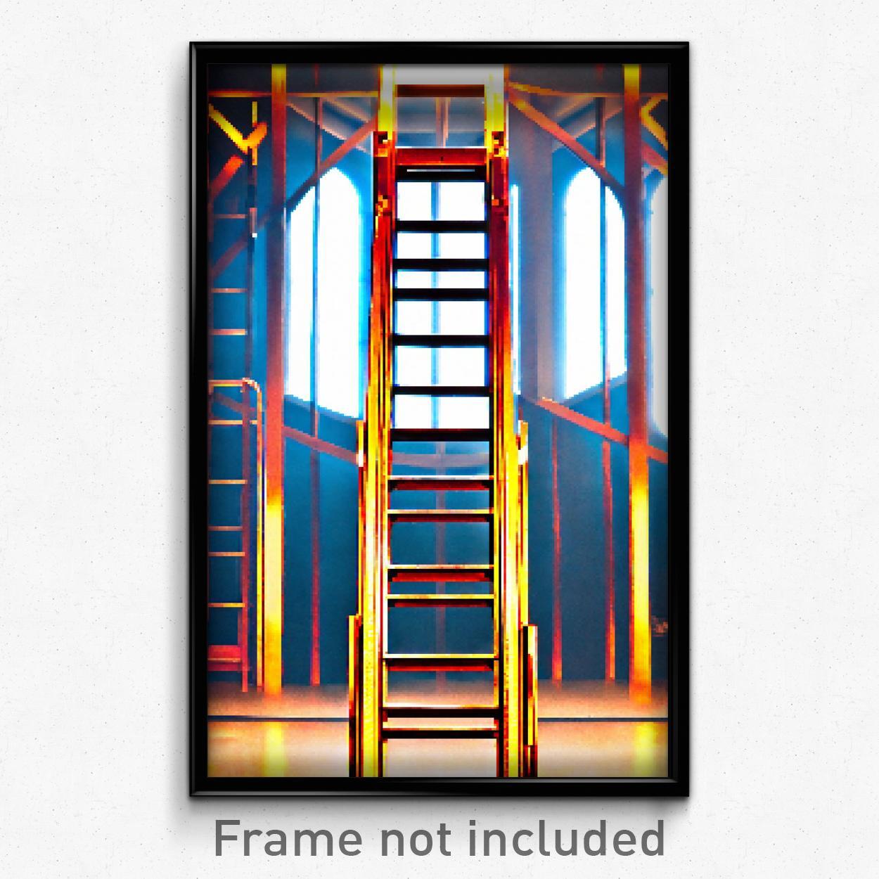 8 Bit Pixel Art Poster of Prestigious Ladder Psychedelic Video Game Print