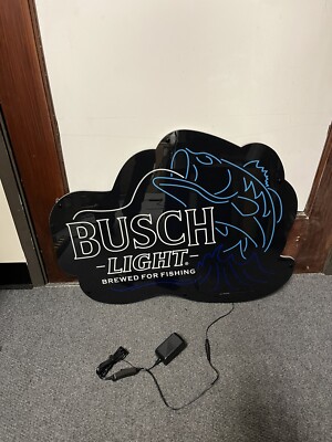 BUSCH LIGHT FISH LED BEER BAR SIGN FISHING Man Cave Display Sign