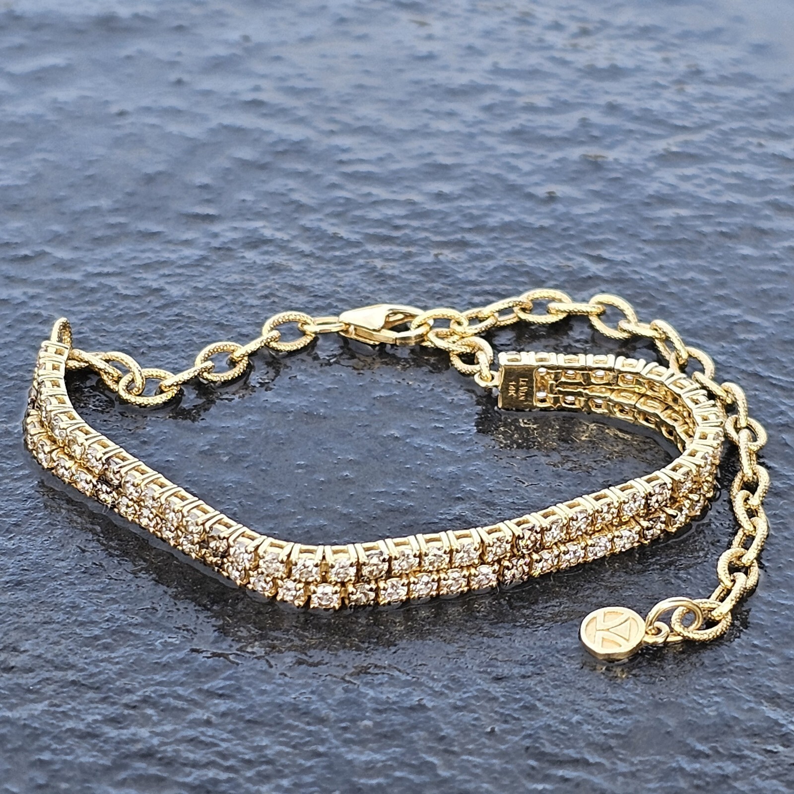 Levian 14k Gold Diamond Bracelet 2 Row Tennis Chocolate & Vanilla 8.5" 2.40ct eBay