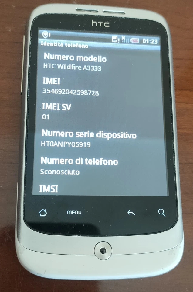 Original HTC Wildfire A3333 Smartphone Android 3G 5.0MP White-Silver Metallic - Immagine 2 di 3