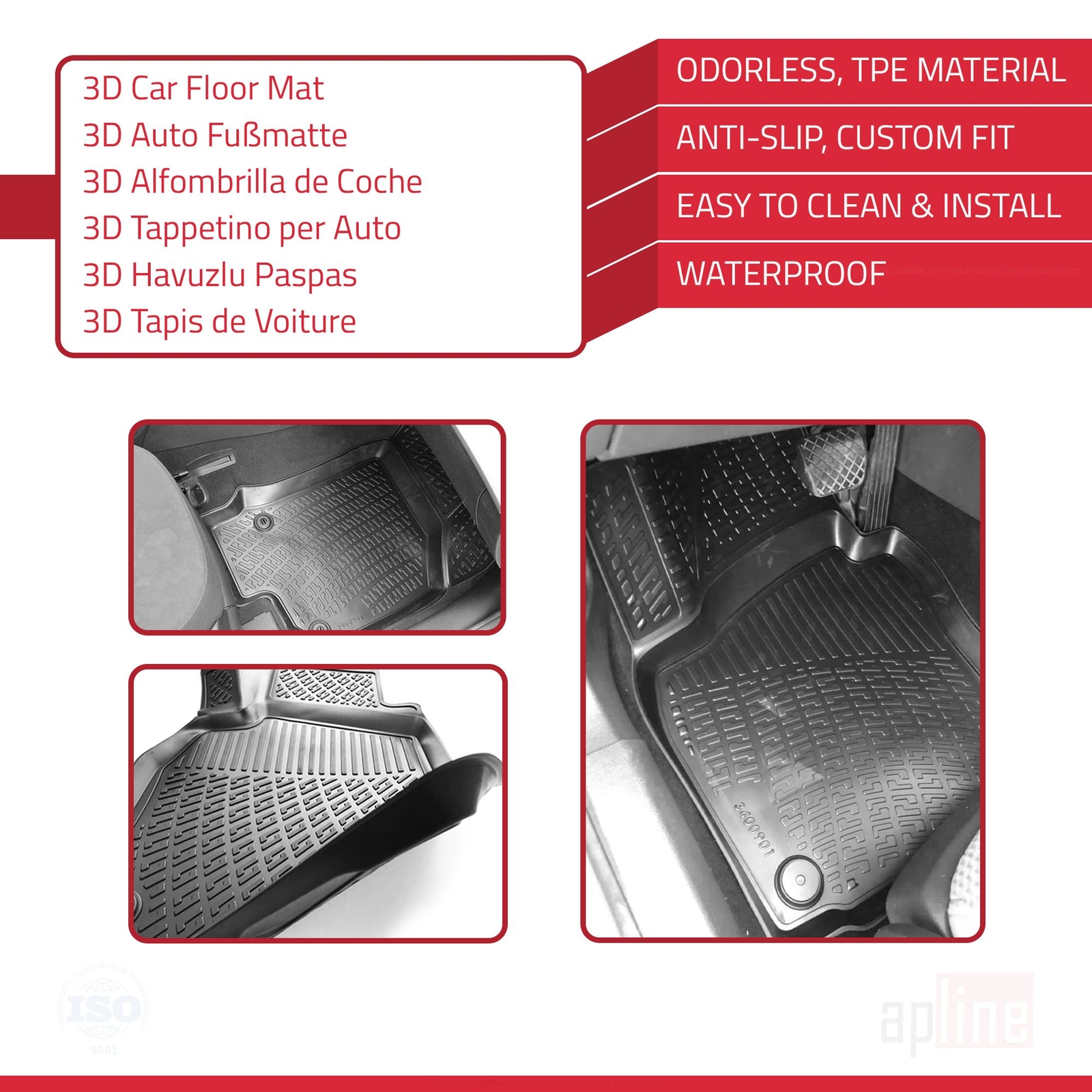 Tapis de sol caoutchouc noir Dacia Dokker 2012 2013 2014 2015 - 2