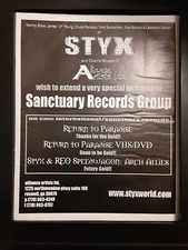 Styx Rare Original Sanctuary Records Group Rare Original Promo Poster Ad Framed!