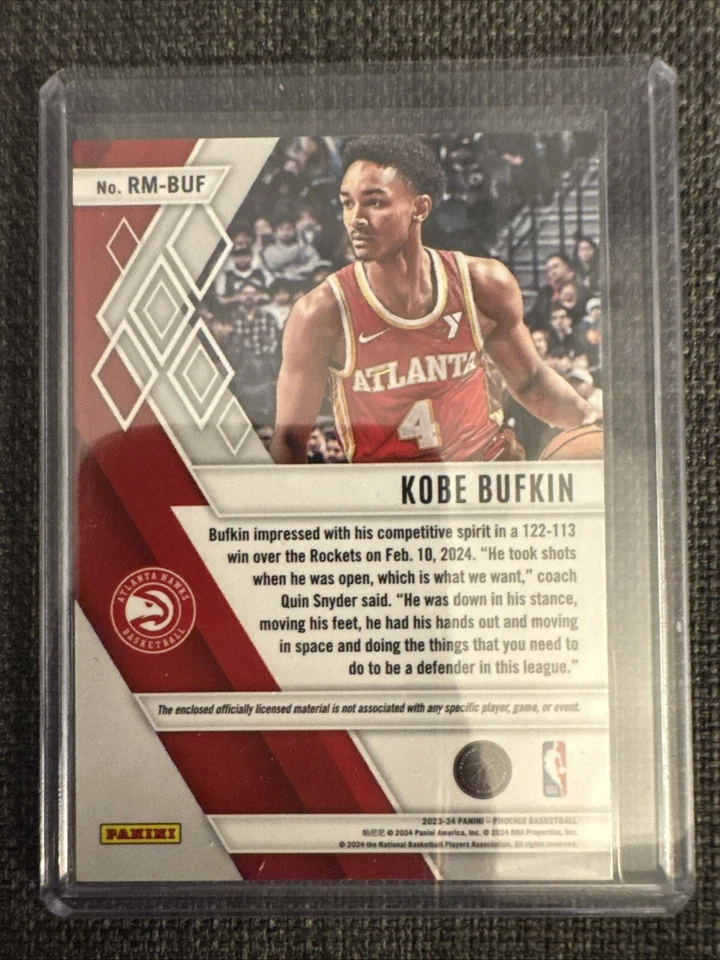 Kobe Bufkin [RC] No. RM-BUF - 2023-24 Phoenix Basketball - Rookie Materials - Image 2 of 2