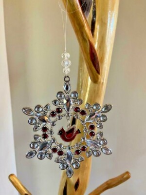 Cardinal Snowflake Ornament by Ganz 5.5'' Diameter
