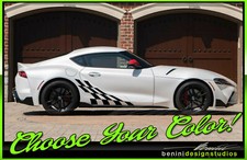 Checkered Flag Rocker Panel Side Racing Stripes -fits 2020 And Up Toyota Supra
