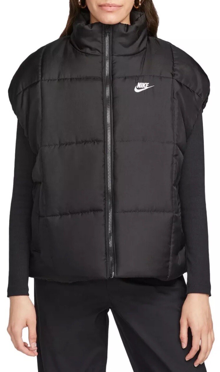 NIKE Sportswear Women’s Puffer Vest Therma-FIT Oversized FB7679-010 Black Size M