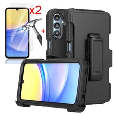 For Samsung Galaxy A15 5G Case Armor Cover+Belt Clip Fit Otterbox+Tempered Glass