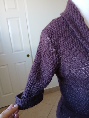 Express Wool Mohair Blend Cardigan Sweater Women Small Short Sleeve Burgundy - Picture 6 of 13