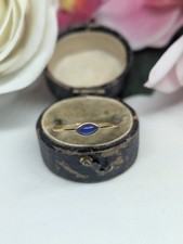 18ct Blue Stone stacker ring in UK hallmarked yellow gold. Dainty ring