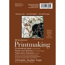 Strathmore (433-5 400 Series Printmaking Pad, Heavyweight, 5"x7", White, 20