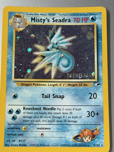 Pokemon Wizards Misty's Seadra Holo Rare Gym Heroes 9/132 Prerelease 2000