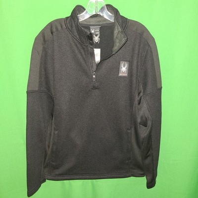B186) NWT SPYDER medium men's 1/4 zip pullover light jacket pockets black