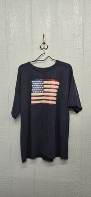 New 1X HEIMISH USA Navy Short-Sleeve Tee with Sequin Flag Patch