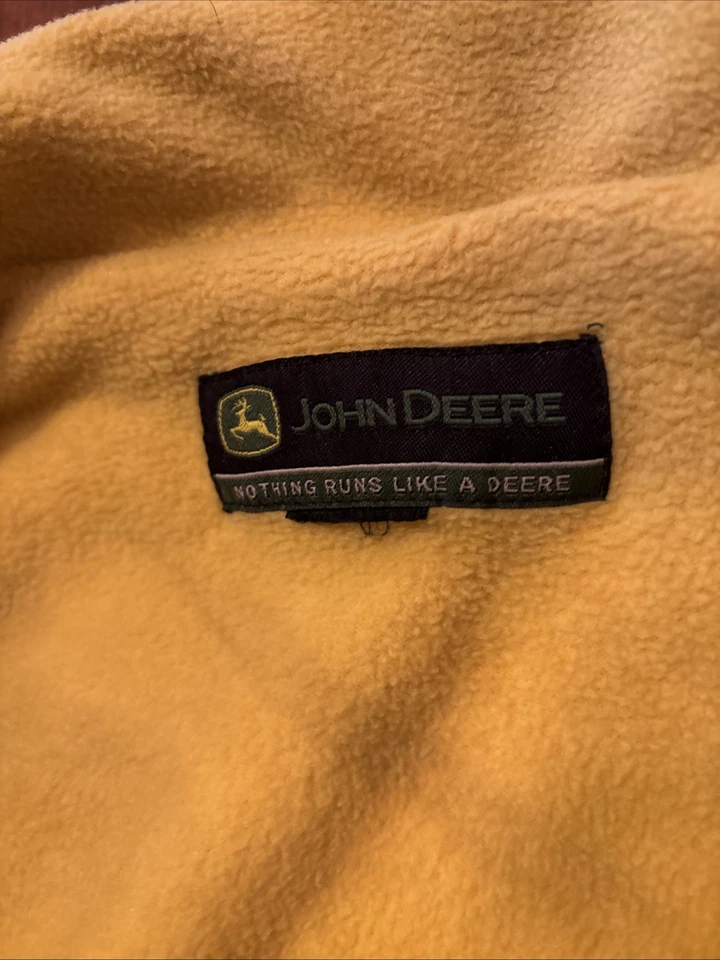Chaqueta verde John Deere talla grande para hombre forrada de vellón amarillo vintage Foto 4 de 4