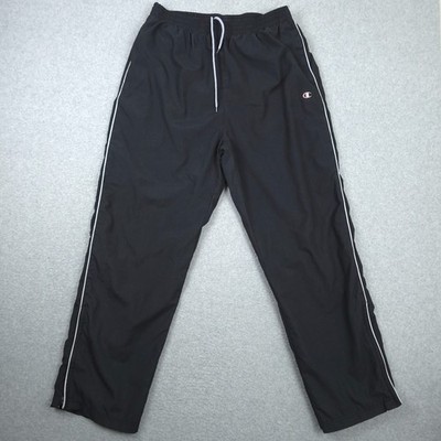Vintage Champion Track Pants Mens Large Black Y2K Baggy Side