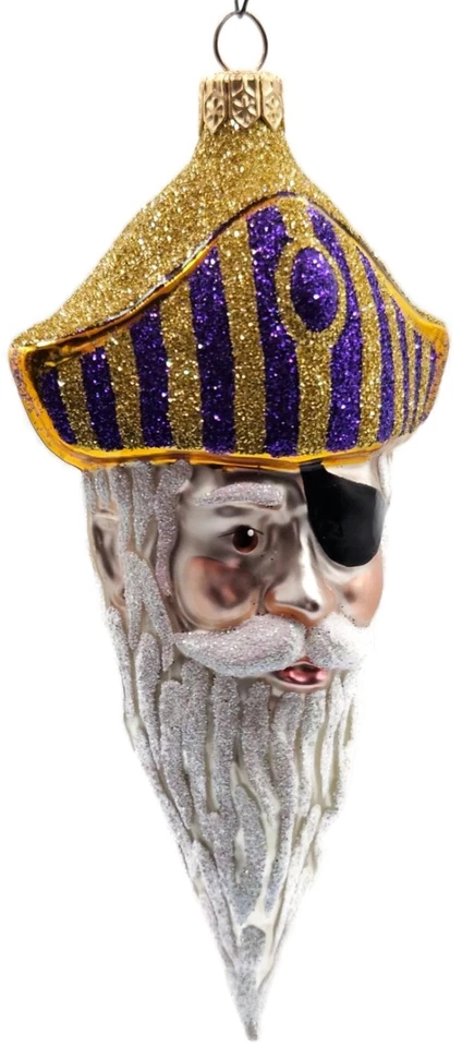 Patricia Breen Pirate Rex Gold Purple Striped Nautical Christmas Ornament OOAK - Image 3 of 4