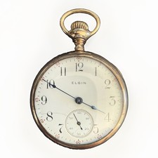 Antique 1912 Elgin Pocket Watch Gold Filled 20 Yr Case RUNS Ornate Monogram