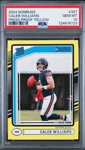 2024 Panini Donruss - Rated Rookie Caleb Williams #327 Press Proof Yellow PSA 10