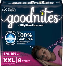 Goodnites Girls' Nighttime Underwear, Size XXL 120-165 lbs , 8 Ct, Packaging