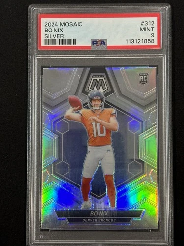 2024 Panini Mosaic True Silver -  Bo Nix #312 Silver Prizm (RC) PSA 9