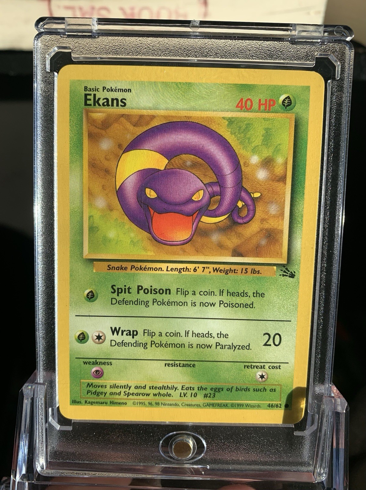 Pokémon TCG Ekans 46/62 Fossil Common Regular 1st Edition NM — English