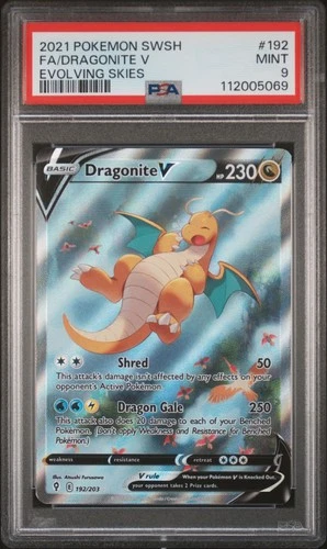 2021 Pokemon Sword & Shield Evolving Skies #192 Fa/Dragonite V PSA 9