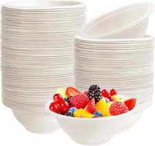 100 Pack 8 oz Disposable Paper Bowls Compostable Bagasse Bowls for Hot Cold